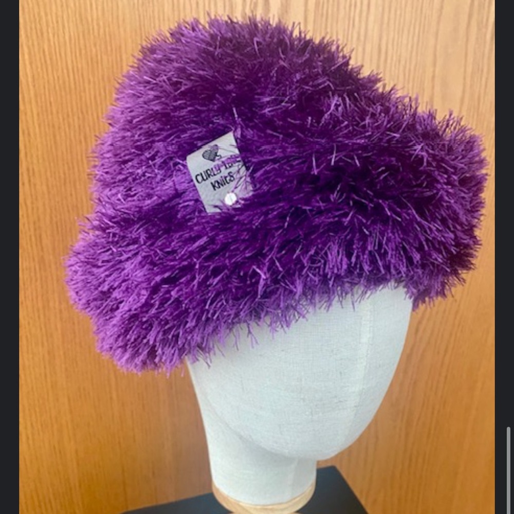 Curly Tail Knits Purple Fuzzy Hat